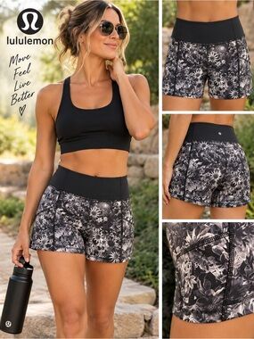Lululemon Run: Dart & Dash Short *Block-It Pocket in Flowabunga Black Size 4